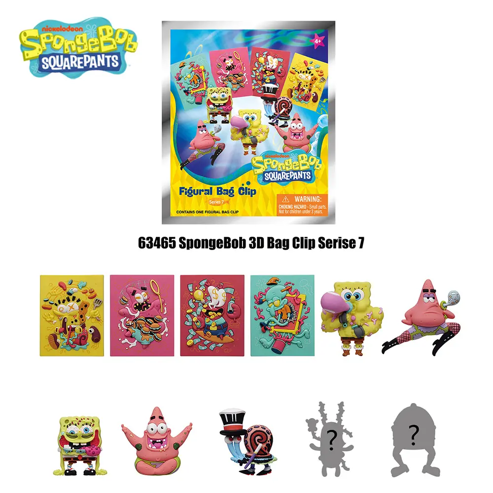 1PC Officially Licensed SpongeBob Series 7 Bag Clip Keychain, Cool Keychains, Surprise Collectibles Blind Bags, Keyring, Figurine Accessories, Cartoon Bag Charms, Collectible Ornament, Gifts for Family Friends Fans