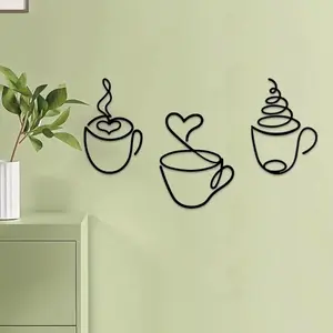 Coffee Cup Pattern Wall Art, Hand Drawn Artwork, Vintage Coffee Cup Wall Decor, Charming Kitchen Decor for Stylish Home Interiors