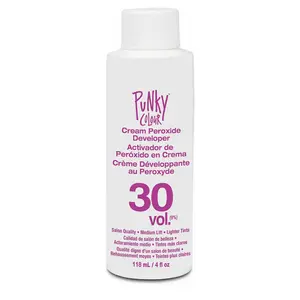 Punky Colour Cream Peroxide Developer - 30 Volume, 4oz Hair Color Developer for Haircare Lightening, Includes Important Glove Usage Reminder