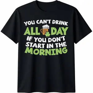 Humorous Irish Drinking TShirt Celebrating St Patricks Day You Cant Drink All Day