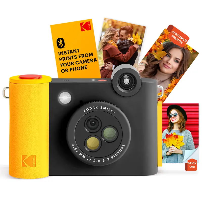 Kodak Smile+ Wireless 2x3 Digital Instant Print Pocket Camera - Portable Rechargeable Plastic Camera with Effect Lenses, Zink Tech, Automatic Function, USB Compatibility, Included Batteries, Bluetooth, Road Trip Use, Optical Zoom, Micro SD Support