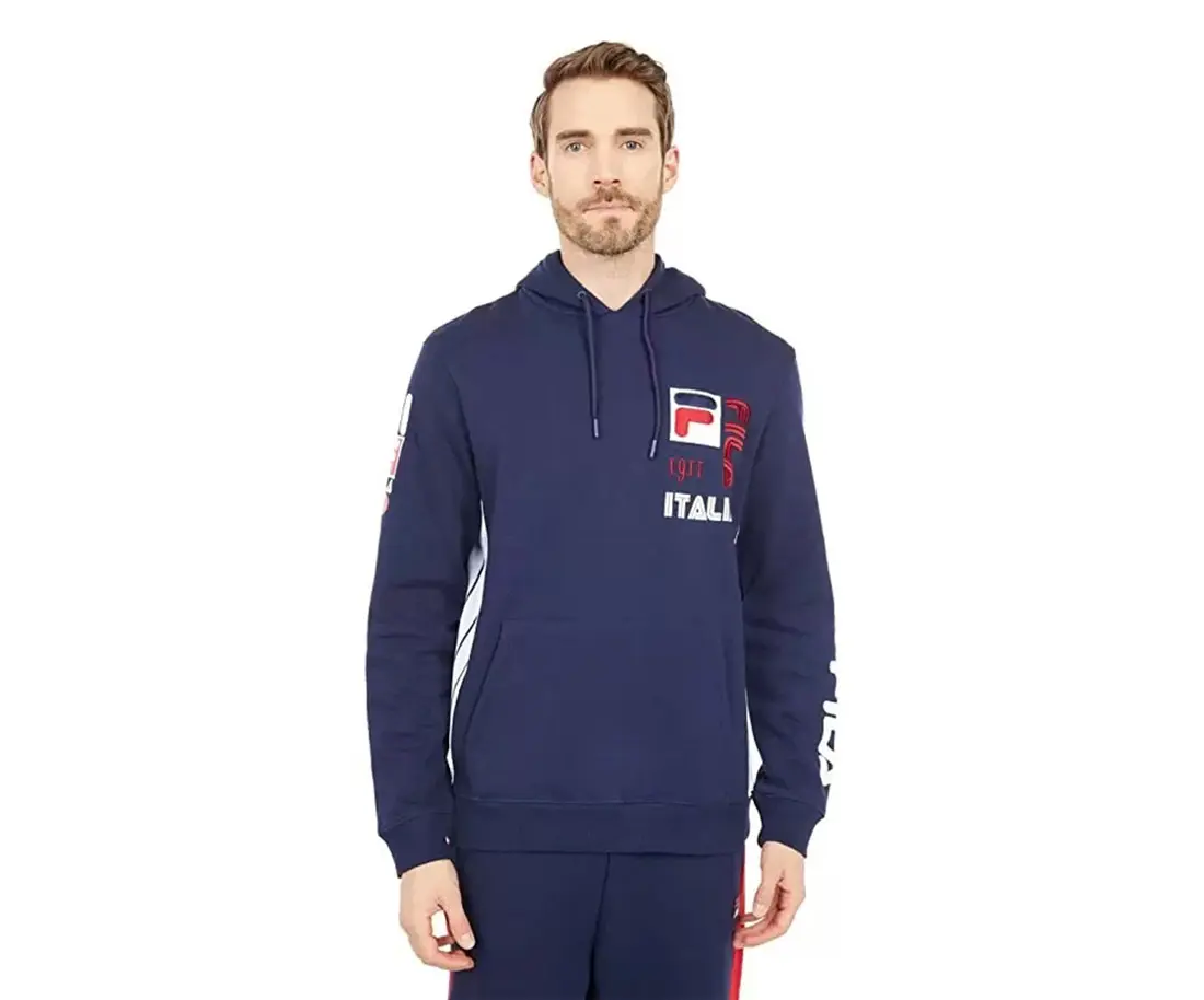 Fila Anderson Italia Men's Pullover Hoody - Long Sleeve Athletic Sweatshirt, Men's Activewear for Sports & Outdoor Activities, Sweatshirts, Tops, Menswear, Hooded Neck