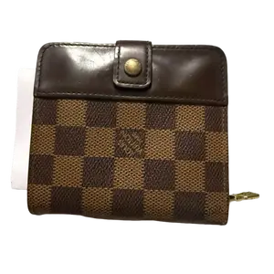 Pre-owned Louis Vuitton Leather/Canvas Small Leather Goods Damier Ebene French Wallet | Compact Snap Wallet | Authentic LV