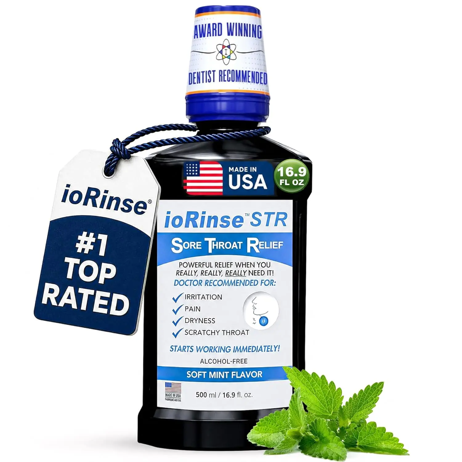 ioRinse STR Professional Strength Sore Throat Relief Gargle – Soothes Sore, Irritated Throats, 16 oz