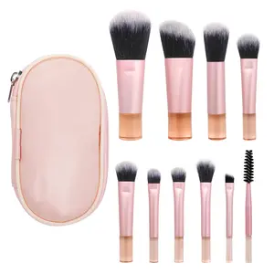 10 Pcs Mini Travel Makeup Brush Set, Portable Travel Size Makeup Brushes Kit for Foundation, Eyeshadow, Blush, Contour & Concealer