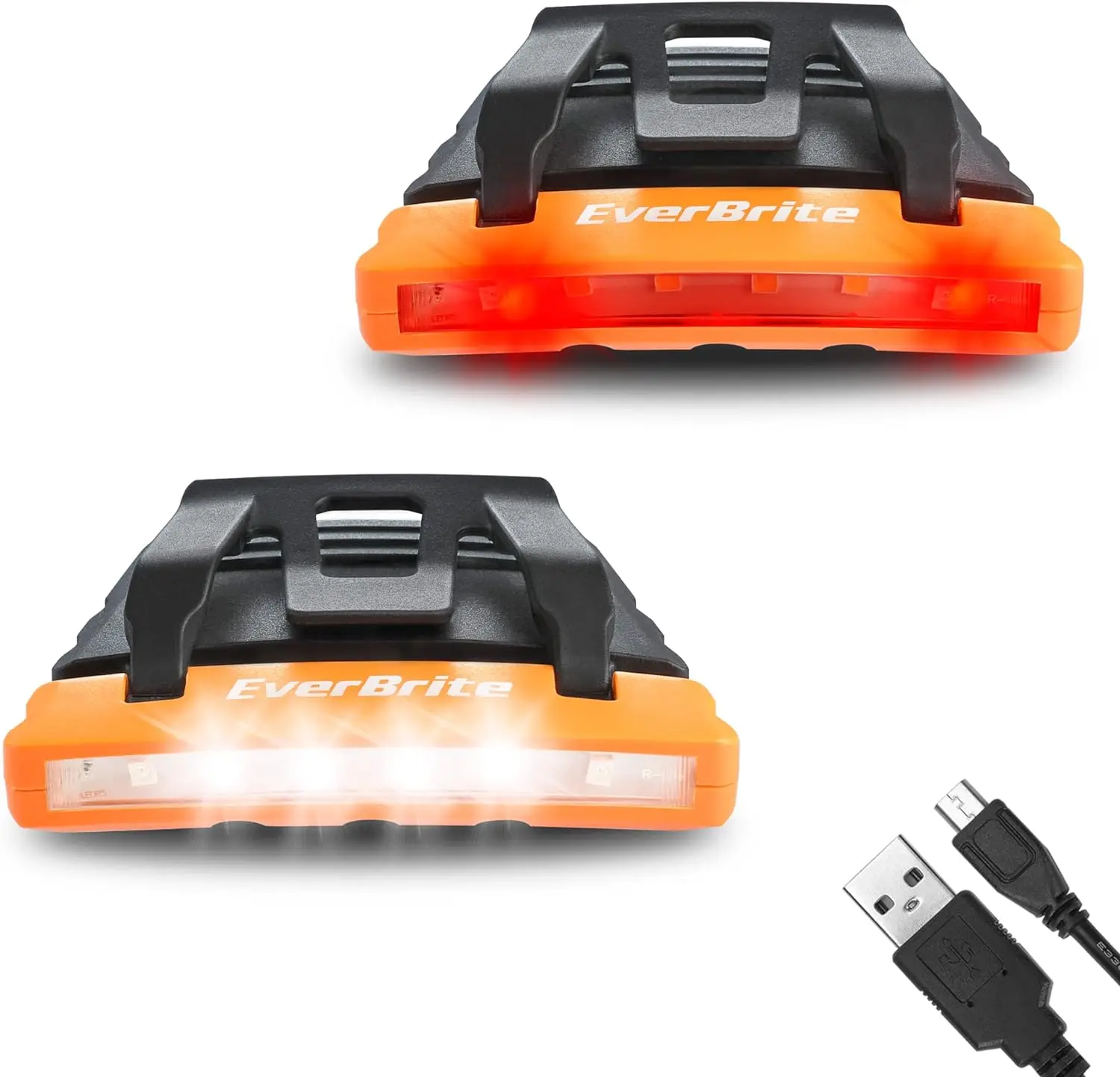 #summersale EverBrite 2-Pack Rechargeable Hat Light, Waterproof Clip on Cap Light with Memory Function, Red Light, Pivoting Head, IPX4 Water Resistant