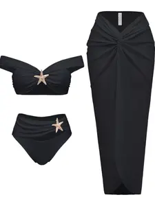 Women's Fashion Two-Piece Bikini Set, Three-Piece Swimsuit, Stylish Beachwear, Comfortable Swimwear, Perfect for Pool & Beach