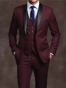 Elegant Men's 3pcs Suit- Slim Fit Tuxedo Set for Weddings& Formal Occasions, Black Suit with White Collared Long Sleeve Shirt& Pants, Perfect for Office Meetings and Elegant Events, Formal Attire | Slim Fit Suit | Durable Wedding Wea, Formal Wear