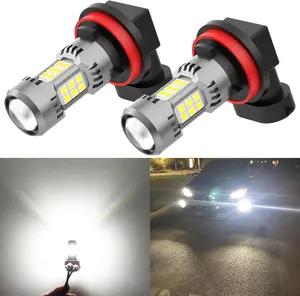 H8 H11 LED Fog Light Bulbs or DRL, 3200 Lumens Super Bright 6000K Xenon White, Non-polarity 3030 30 SMD Chips 12V H16 Fog Lights Replacement for Cars, Pack of 2