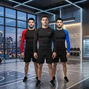 Men's BJJ Rash Guard Long Sleeve Compression Shirt - IBJJF Ranked No Gi Jiu Jitsu MMA Grappling Wrestling Training Top, Moisture Wicking Breathable Quick Dry Athletic Performance Wear for Combat Sports Fitness Workout