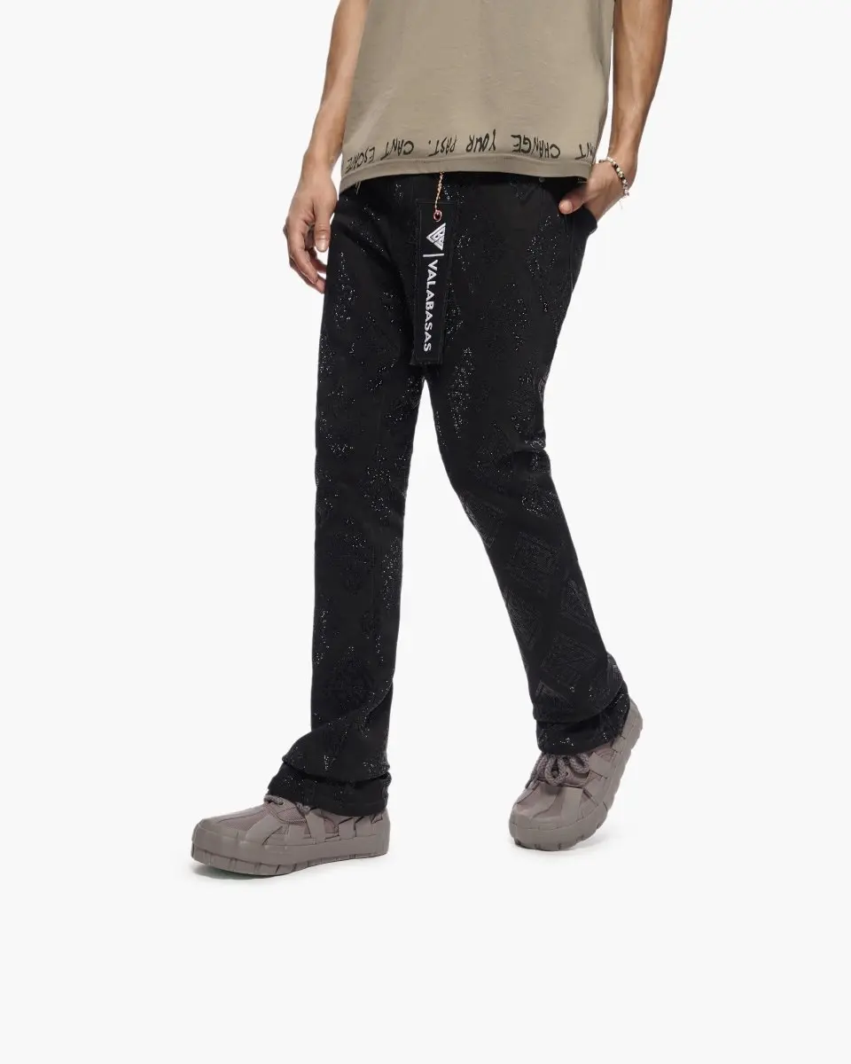Glim Stacked Flare Jeans Black