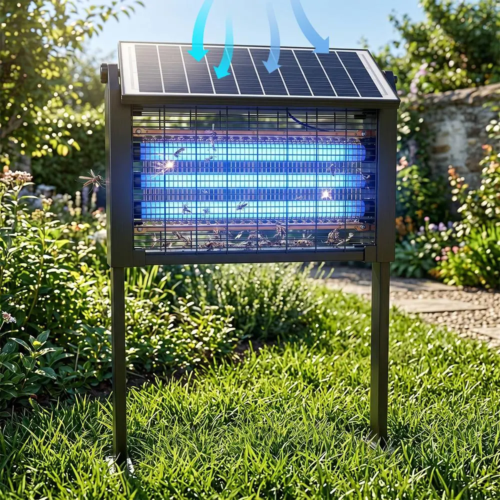 【Clearance Sale】Solar-Powered Waterproof Electric Bug Zapper, Smart Light Sensor Rechargeable Mosquito & Fly Trap for Patio, Backyard, Camping—Effective for zapping bugs with zapper (Indoor & Outdoor Use),dorm essentials,home essentials