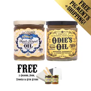 Odie's Starter Kit: Mr. Cornwall's Super Duper Everlasting Oil 9oz and Odie's Oil 9oz + 2 FREE Colours of your choice, 2 Hand Towels,  1 White Pad, 1 Micro Fine Gray Pad, 2 Stir Sticks and Shipping!