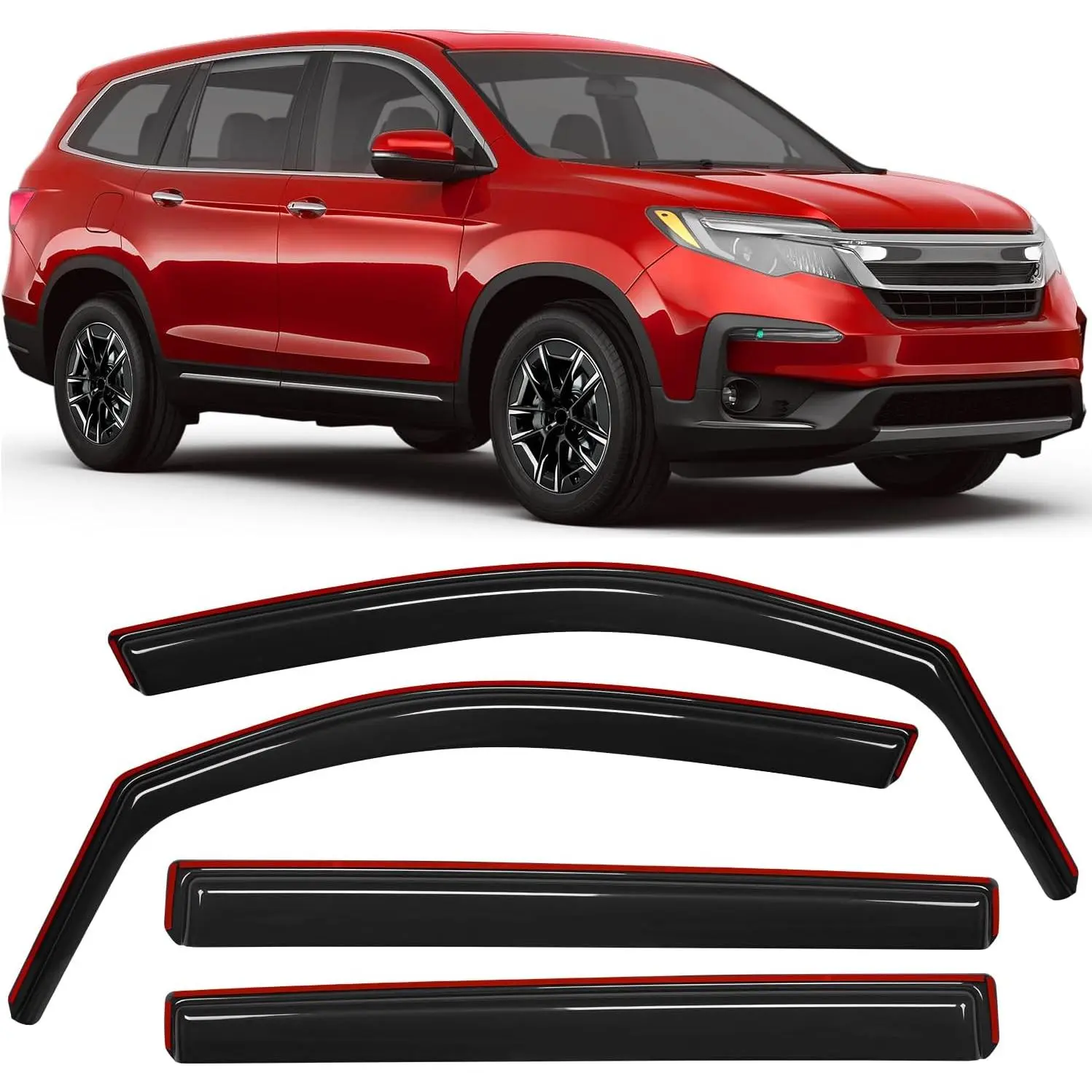Nilight In-Channel Window Visors for Honda Pilot 2016-2022 Vehicle, 4PCS Smoke Tinted Side Window Deflectors, All Weather Anti-Fog Rain Guards, Sleek Low Profile Shatter-Proof Design, Enhanced Ventilation, Assembly Required