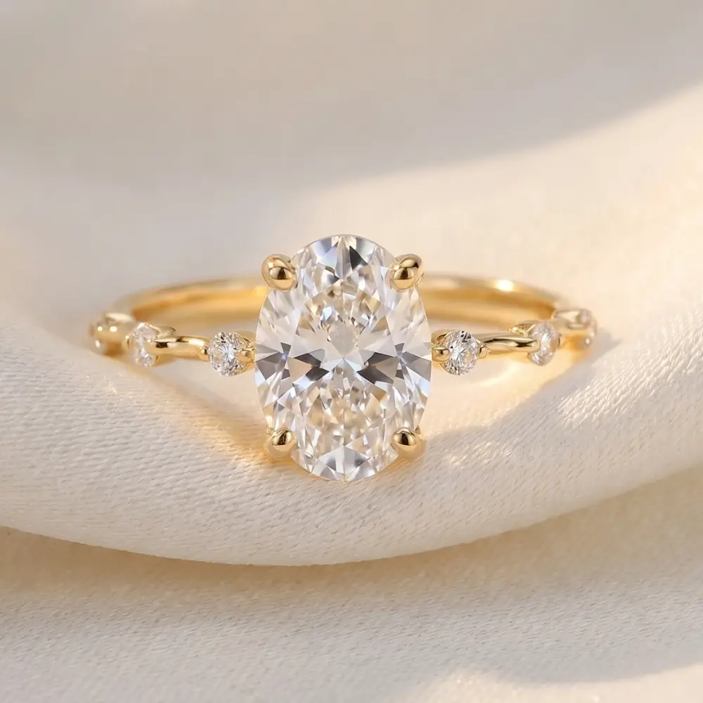 Certified 2 3/4Ct TW Oval Diamond Engagement Ring Lab Grown 14k Gold