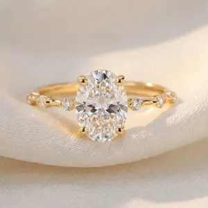 Certified 2 3/4Ct TW Oval Diamond Engagement Ring Lab Grown 14k Gold