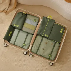 7PCS/Set Travel Storage Bag, Suitcase Packaging, Cube Set Box, Hand Luggage, Clothes, Shoes, Organizing Bag, Foldable Multifunctional Bag, Travel Essential Set Bag, Suitcase, Clothing Classification Bag, Organizing Business Travel, Toiletries, Underwear