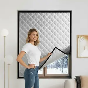 1-Pack Thermal Insulated Windproof Curtain Window – Reusable Noise-Reducing Design, Easy Stick-On Installation, Ideal for Bedroom, Living Room, and Kitchen