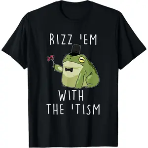 100% Cotton Frog Rizz Em With The Tism T-Shirt