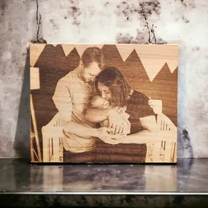Engraved Wood Photo - Wood portrait, Personalized Gift