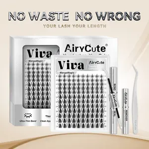 Viva | AiryCute MangaMagic Collection Upgrade U Lashes with Ultra-Dense, Waterproof, Long-Lasting Lashes | Fairy | Fashion Wet Look | Beginner-Friendly DIY Lashes for a Flawless, Voluminous Look | Trendy & Must-Have Clusters