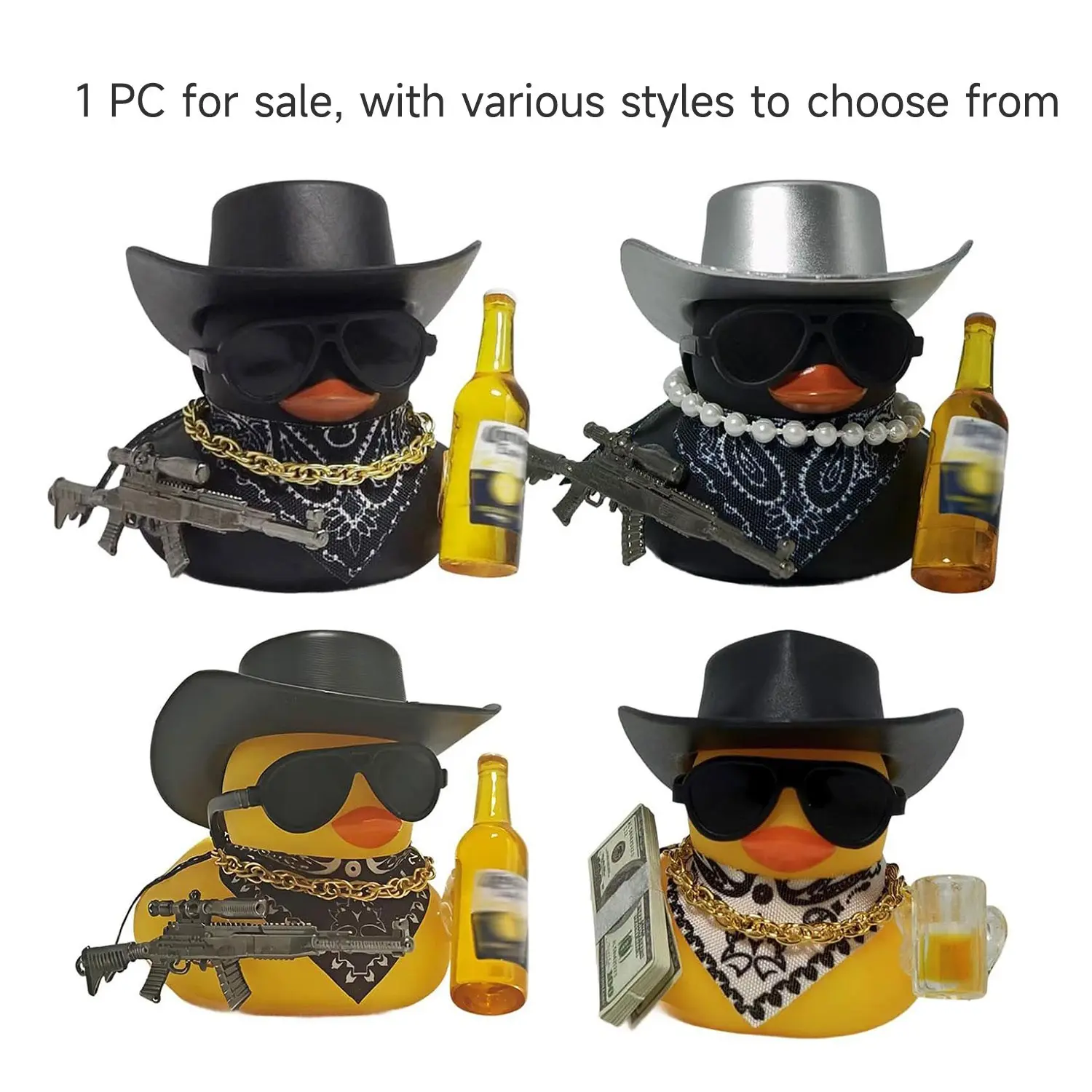 Cool Cartoon Car Duck Decoration, Dashboard Decorative Accessories, Car Accessory, Fun Rubber Duck with Cowboy Hat, Office Desk Ornament, Car Desktop Decor, Car Interior Ornaments, Car Dashboard Decorations
