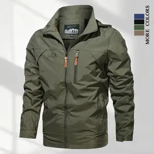 Men's Lightweight Waterproof Hiking Jacket - Windproof Hooded Outdoor Travel Coat with Zippered Chest Pockets, Machine Washable, Regular Fit (Spring, Autumn, Winter)