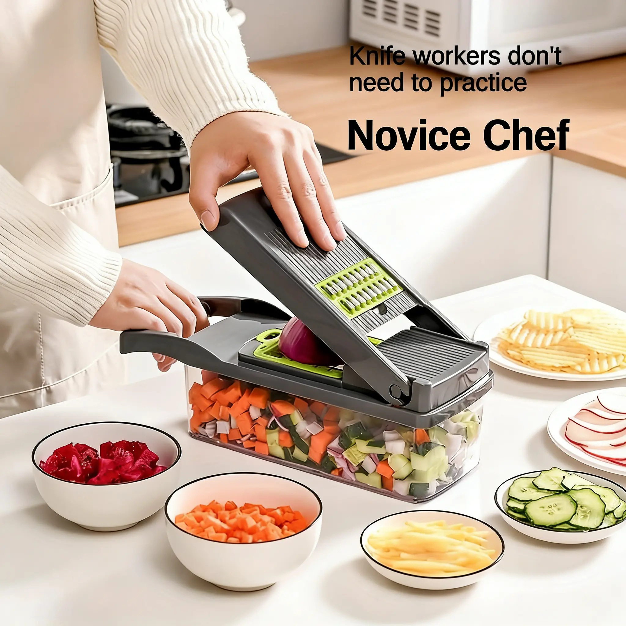 UFORU Durable Multi-Use Vegetable Chopper-Slicer with Removable Parts & ABS Construction, Portable Kitchen Utensil for Chopping Vegetables, Fruits, Cheese & Meal Prep