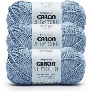 All Day Cotton - 3 Pack of 173 Yards/3.52 oz Eyes Blue 100% Mercerized Cotton Yarn