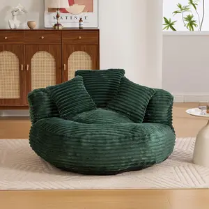 Oversized Corduroy Bean Bag Chair with 3 Pillows & Armrest, Memory Foam Beanbag Sofa for Adults, Giant Lazy Floor Gaming Chair No Assembly for Media Room & Entertainment Space