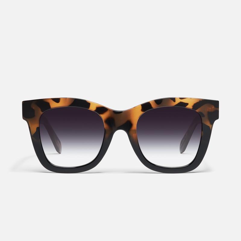 QUAY AUSTRALIA After Hours Square Sunglasses with Leopard Print Frame & Gradient Lenses for Women