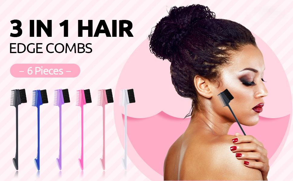 3 in 1 Hair Edge Brush Double Sided Hair Comb Pack Smooth Brush Comb Grooming