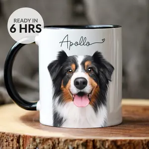 Custom Mug From Photo, Christmas Gift For Pet Parents, Dog Lover Gift, Pet Portrait, Pet Painting, Coffee Mug, Dog Dad Gift, Dad