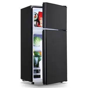 WANAI 2.4Cu.ft Mini Fridge Small Refrigerator with Freezer Dual Door Dorm Fridge for Personal Senven Temp Gear Suit for Apartment, Bedroom, Rv Silver/Black