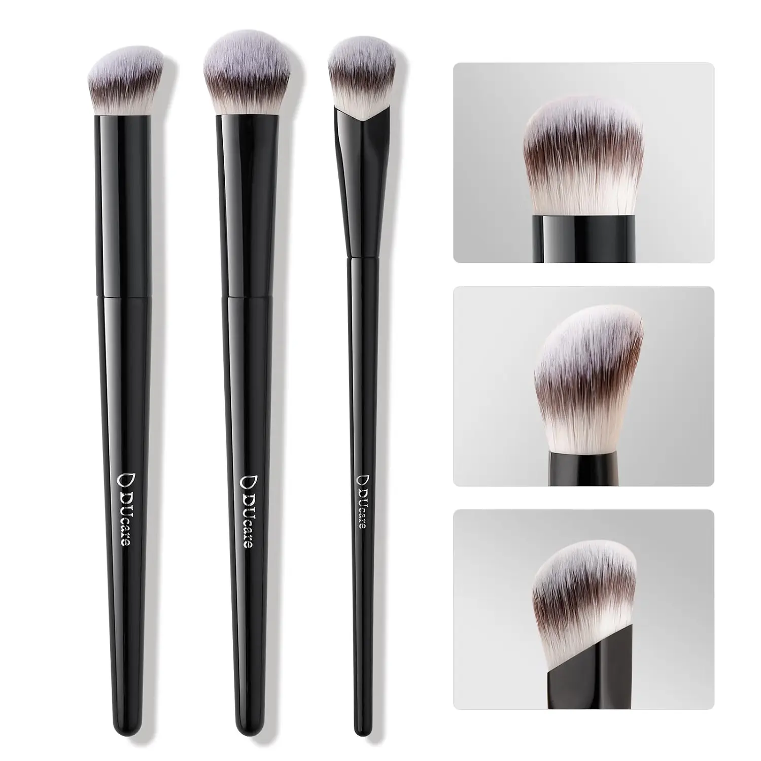 DUcare 3PCS Concealer Brush Set – Angled Under Eye Concealer, Nose Contour & Small Foundation Brushes for Precision Tapping, Blending & Face Makeup