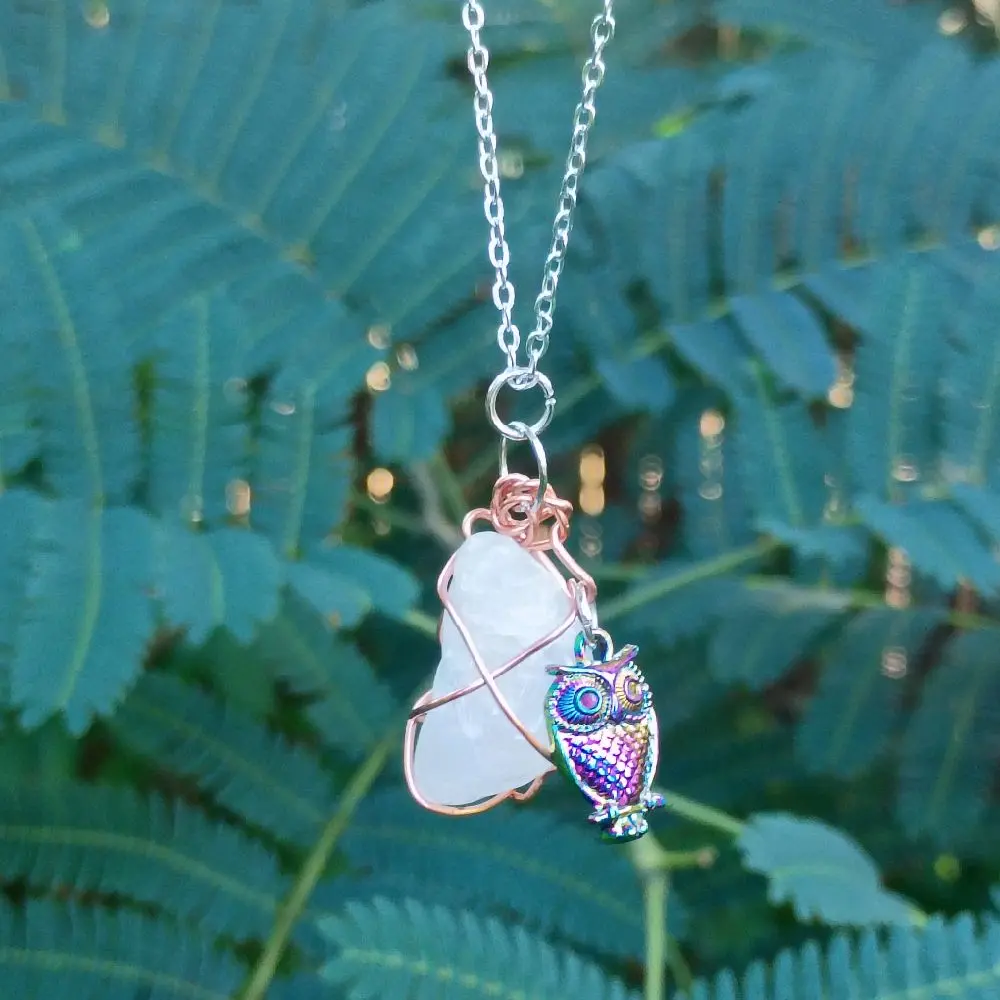Wisdom Veil | Clear Quartz Owl Talisman Necklace