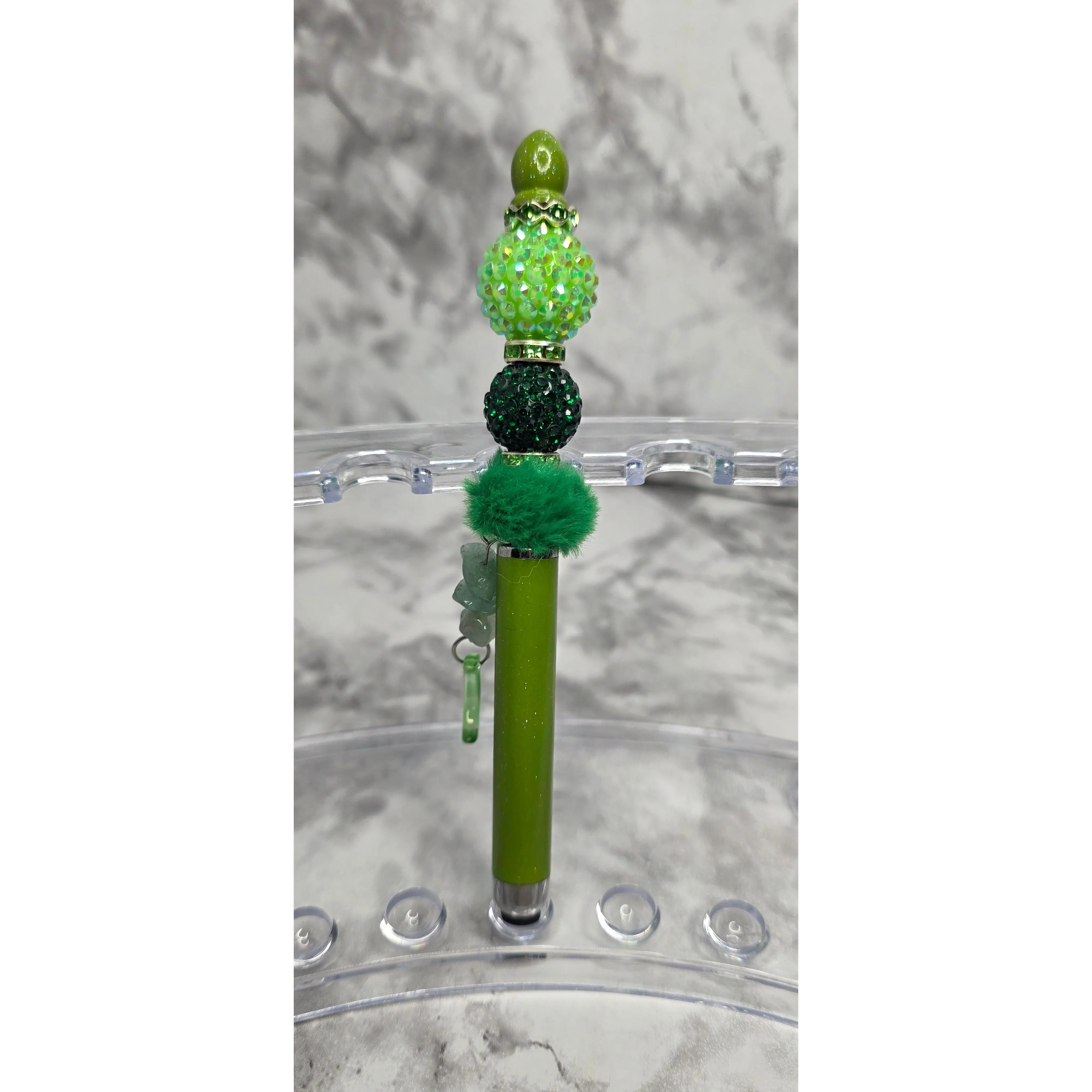 Emerald Glam Stylus Pen – Green Beaded Touchscreen Stylus