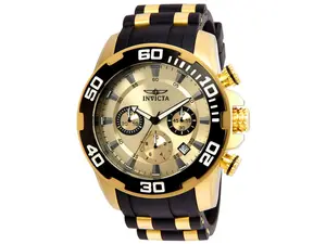 Invicta Men's 22346 Pro Diver High-Resistance Masculine Multifunction Self-Luminous Quartz Chronograph Watch with Gold Dial (Model 886678273713), High-Resistance Quartz Watches, Masculine Quartz Watches
