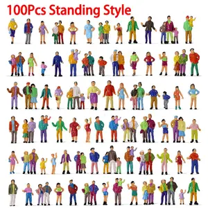 50/100pcs Bag Model Train Architecture 1:87 Ho Scale Painted Figures, Random Poses Standing & Seated Miniature People for Scenery