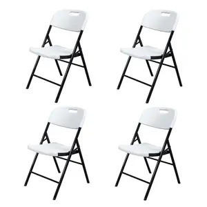Ubesgoo 4Pcs Folding Chairs, 2-Tier Molded Heavy Duty Outdoor Plastics Folding Chairs, Easy to Fold & Store Suitable for Indoor & Outdoor, Wedding, Party, Restaurant, Meeting, Patio and Garden, White