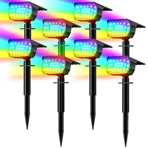 WELALO Solar Spot Lights Outdoor Color Changing, [7 Modes/8 Pack] Christmas Landscape Spotlights, Solar Lights Outdoor Waterproof, Solar Powered Flood Lights for Outside Yard Garden Pathway