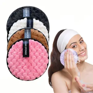 4-Pack Soft Round Face Cleansing Pads, Reusable Dual-Sided Makeup Remover Pads, Gentle Facial Cleaning, Daily Use Face Wash Pads