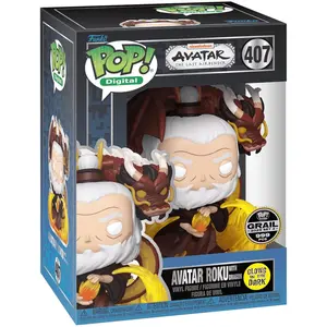 Funko Pop! Digital Avatar Roku with Dragon Vinyl Figure, Glow in The Dark, Avatar: The Last Airbender, Nickelodeon, NFT Grail Exclusive, Limited Edition, 3.75 Inch, #407 LE999