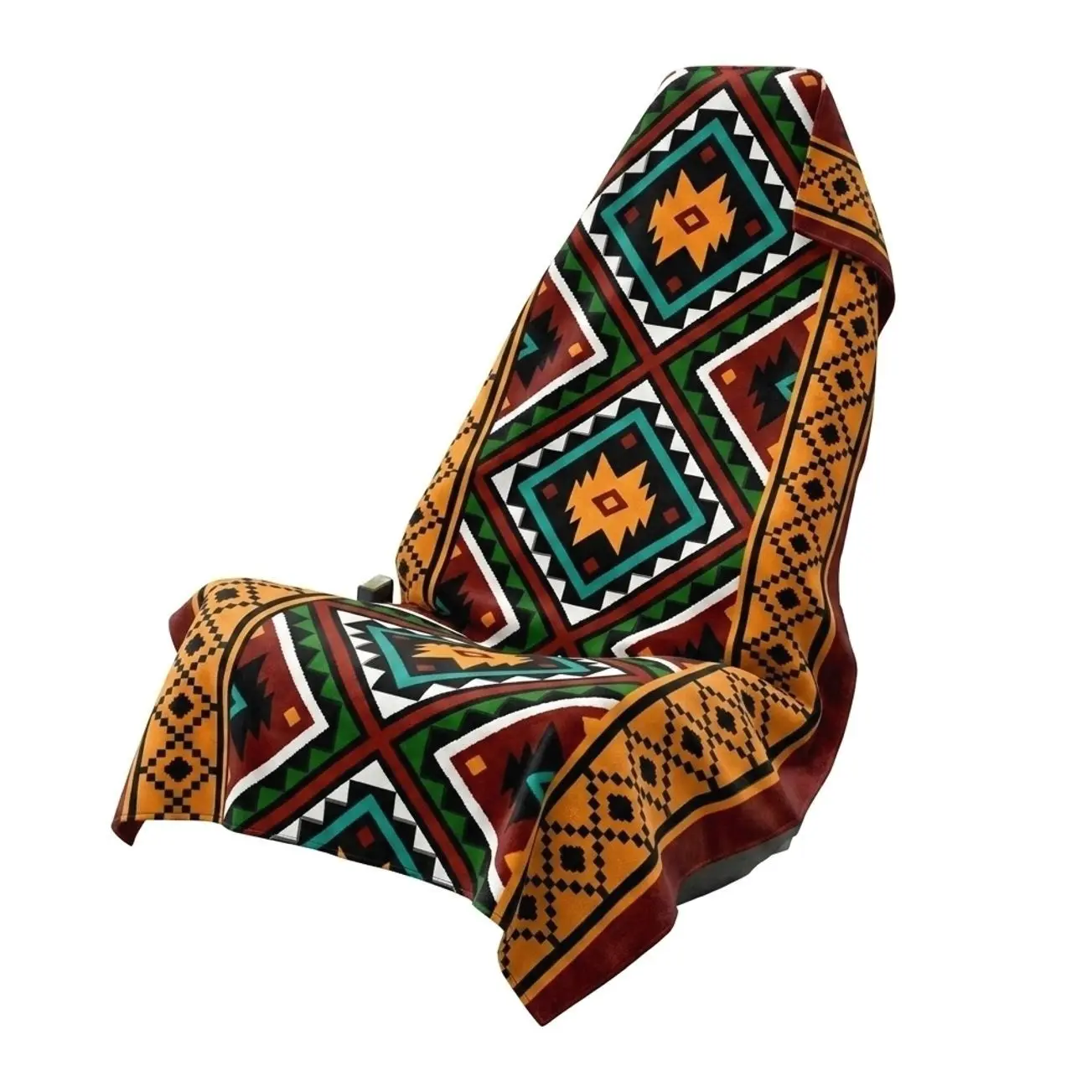 Southwestern Aztec Car Seat Cover Towel, Universal Waterproof Seat Protector for Beach, Gym, Hiking, Camping, Travel & Post Workout Sweat