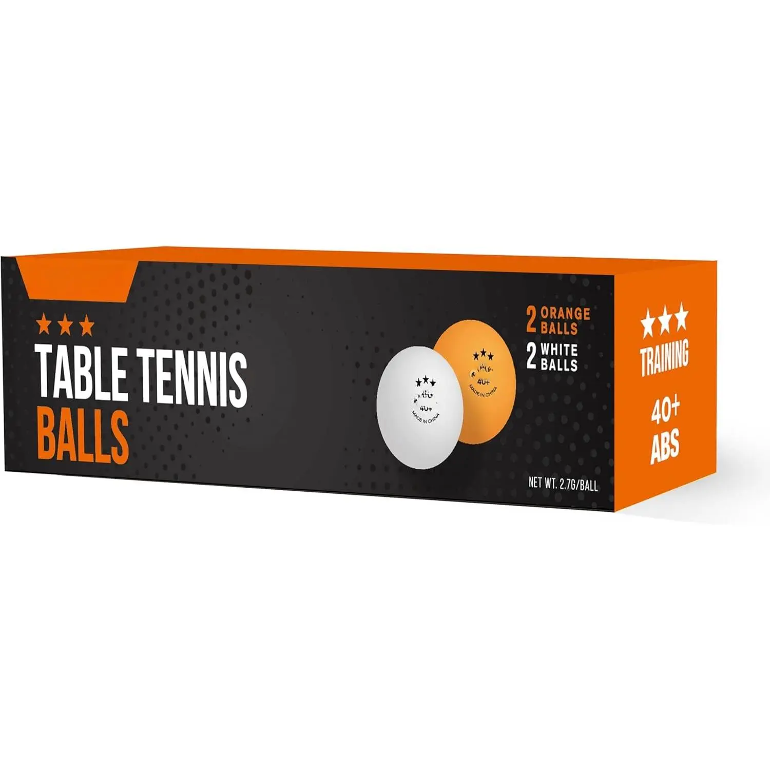 Ping Pong Balls - 3-  Table Tennis Balls | High-Performance 40+ ABS Professional Quality |  Durability for Indoor & Outdoor Ping Pong Tables (White/Orange, 4-Pack)
