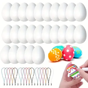 Easter Eggs Decoration Set, 25/50 Pieces Holiday Ornaments, Hanging Pendants, Decorative Eggs for Painting and Labeling
