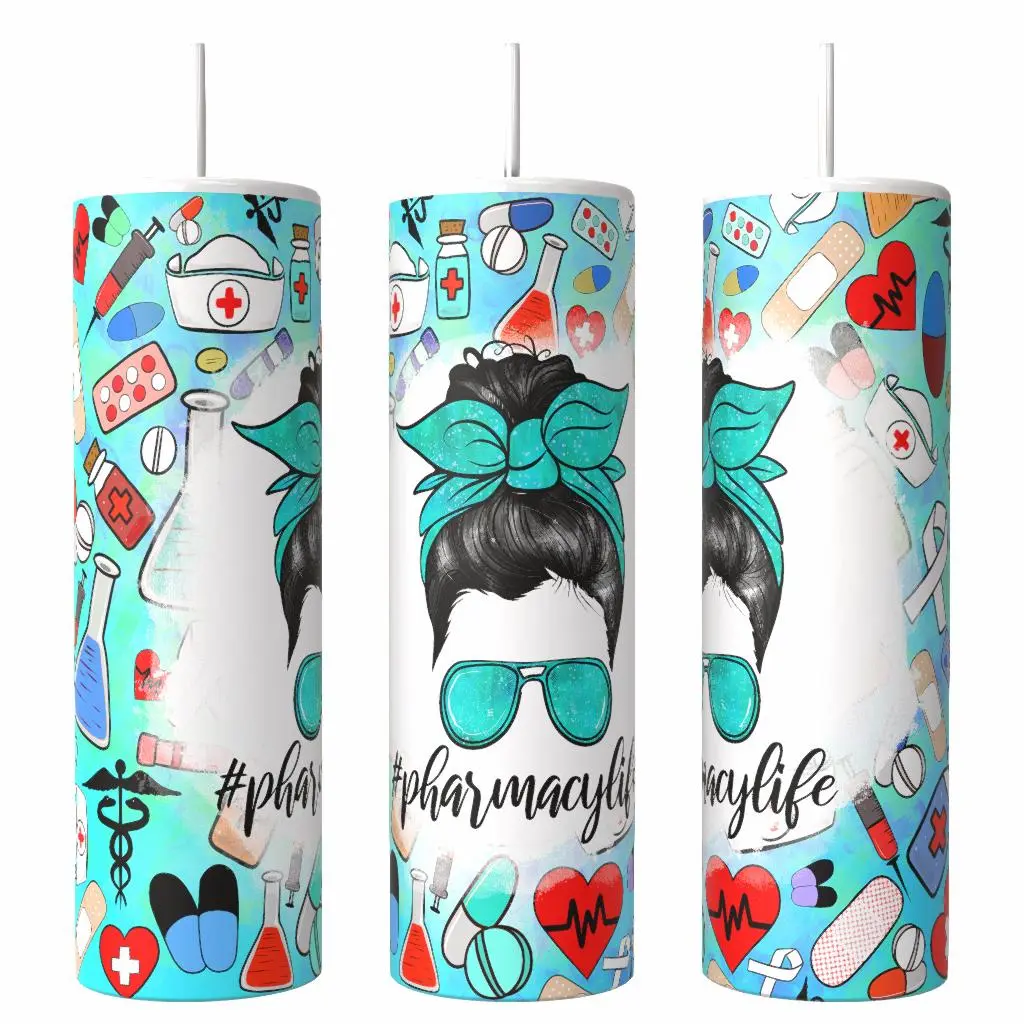 Pharmacy Life 20 oz Tumbler Coffee Drinkware Insulated Lid Skinny Portable