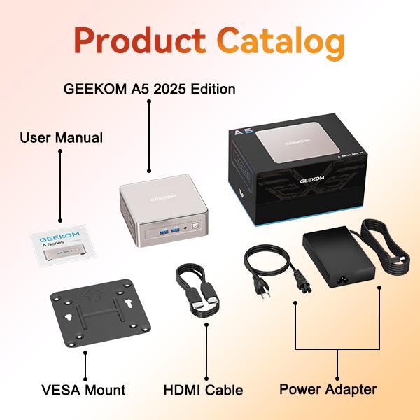 GEEKOM A5 Mini PC 2026 Ryzen 5 7430U, 16GB+512GB & 1TB, Windows 11 Pro, 4K Dual HDMI, WiFi 6, USB-C, Upgradeable HDD | Tiny Desktop for Study, Gaming, Office Student Computer chrismas gift