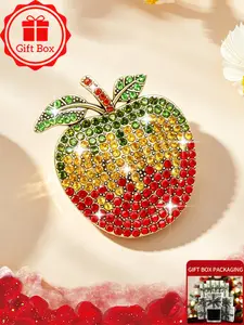 Apple Brooch with gift box, 2026 spring and summer new style, elegant and fashionable. Wearing at banquets and holidays, Also be used as an accessory for autumn and winter sweaters and coats. Perfect as a birthday gift for family, friends and couples.