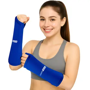 ComfiTECH Wrist Ice Pack Wrap 2 Pack, Flexible Hand Ice Pack for Carpal Tunnel, Thumb & Forearm, Reusable Gel Cold Sleeve with Adjustable Strap for Comfort and Support, Blue, Large